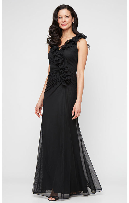 Formal Dresses Long Ruffle Formal Evening Dress Black