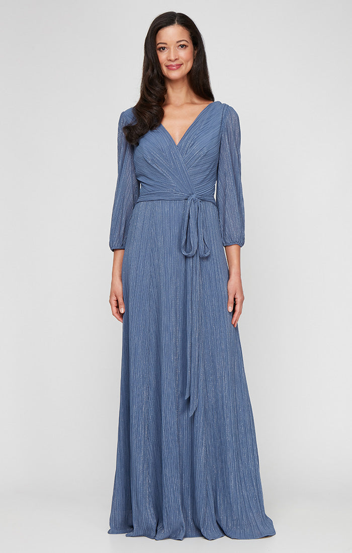 Mother of the Bride Dresses Long Mother of the Bride Pleated Formal Dress Dusty Blue
