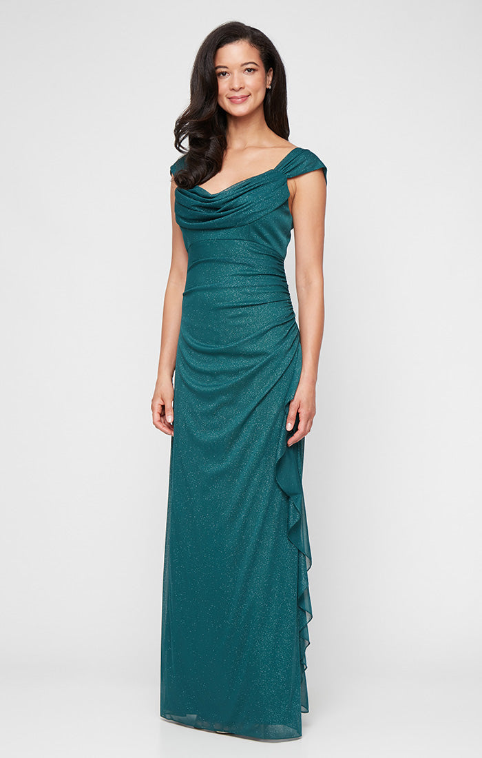 Alex Evenings Women's Long Sleeveless Glitter Mesh Dress - Pine - 18 Alex Evenings Women's Long Sleeveless Glitter Mesh Dress - Pine - 18