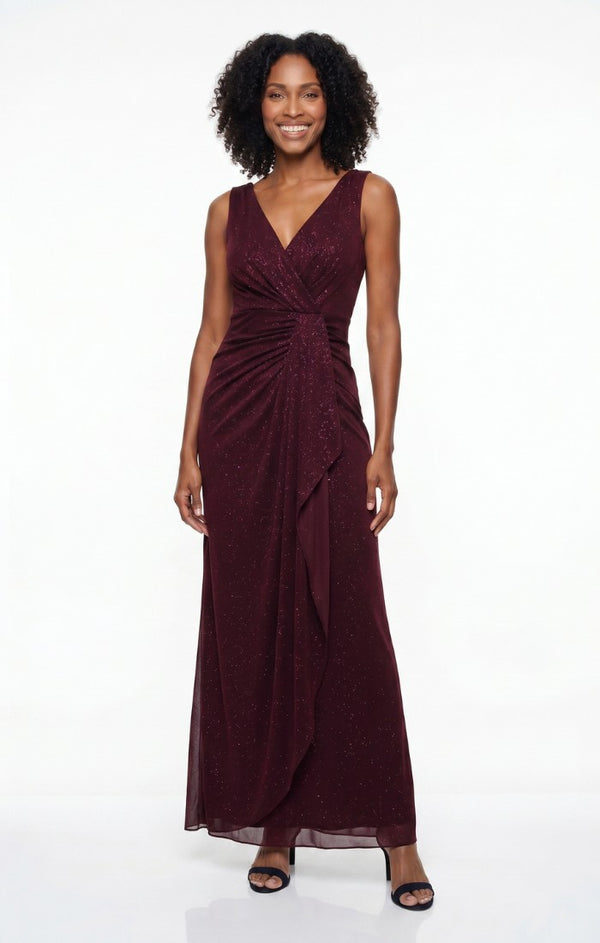 V-Neck Floor-Length Jersey Formal Fit & Flare Alex Evenings 8233139