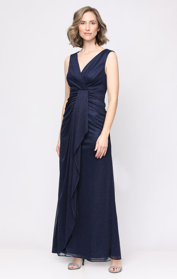 V-Neck Floor-Length Jersey Formal Fit & Flare Alex Evenings 8233139