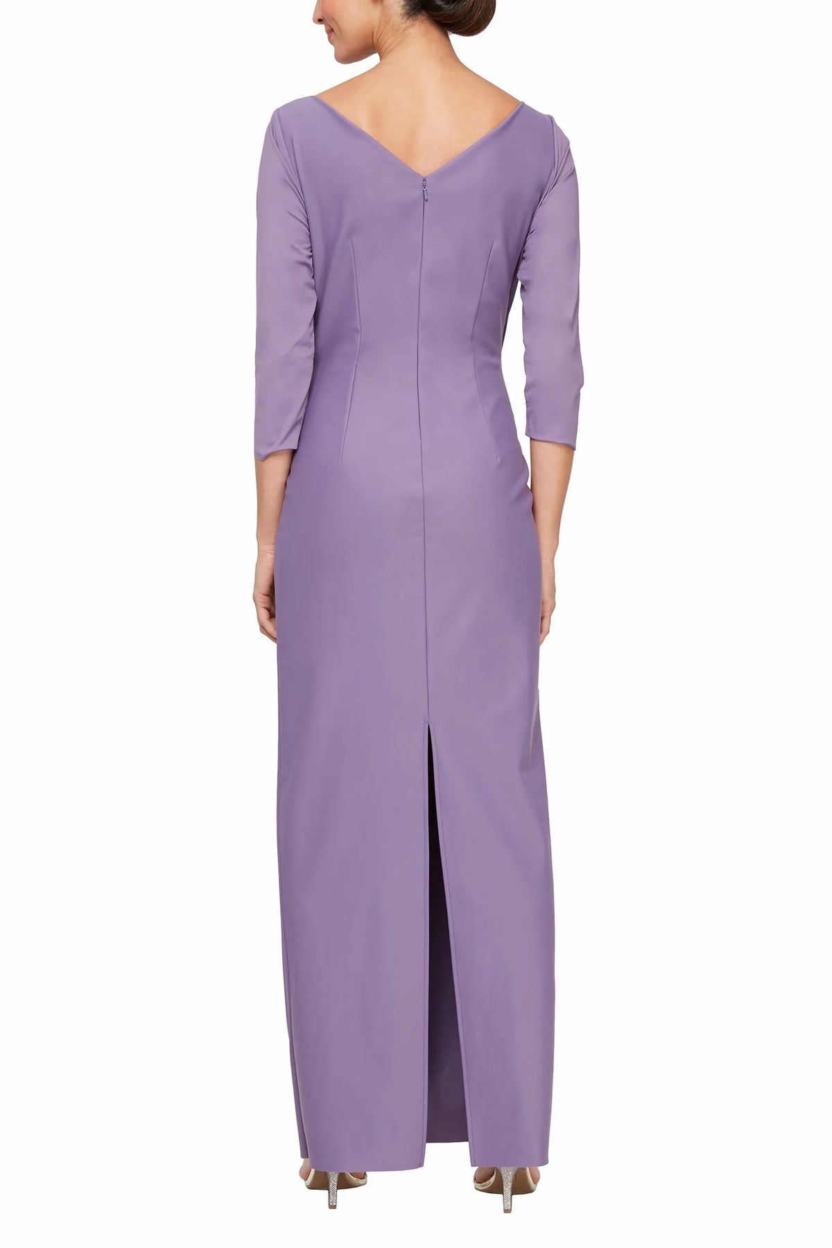 Long Contour Collection Dress Featuring SmoothFit Fabric with Surplice Neckline, Cascade Alex Evenings 8134289