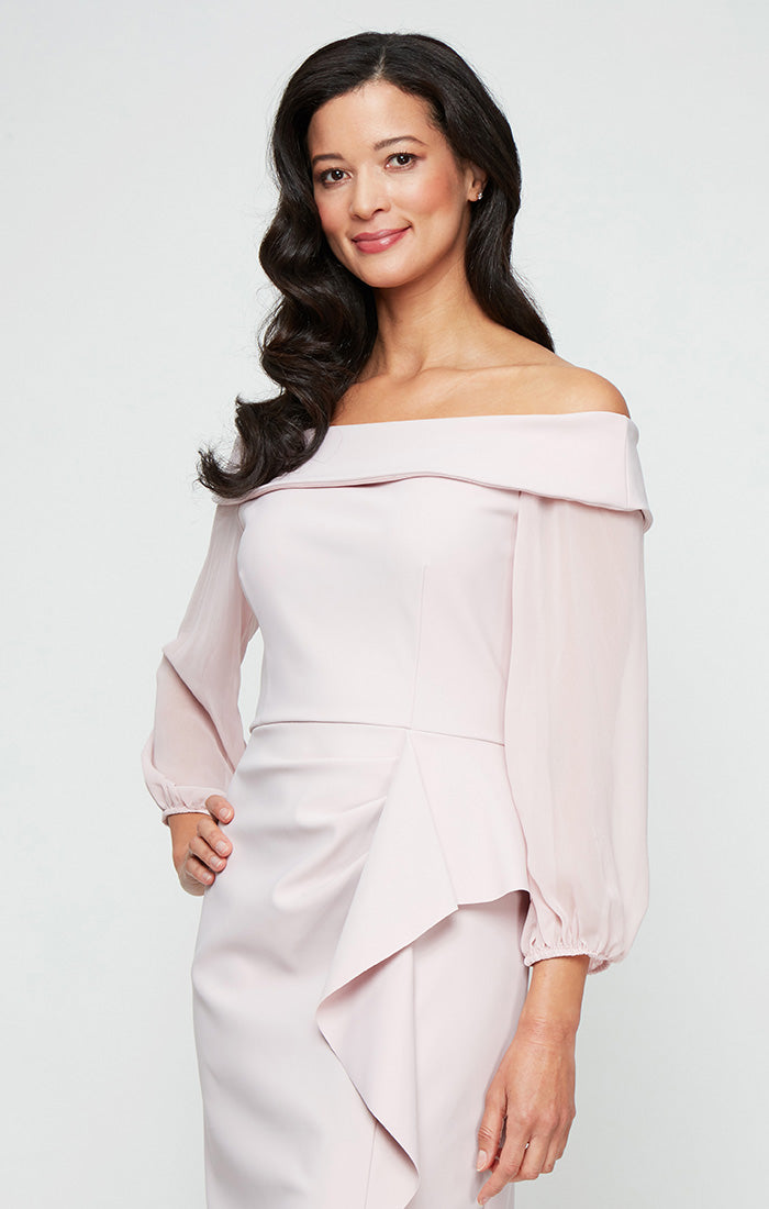 Alex Evenings 8134431 Long Ruffle Slit Formal Evening Dress