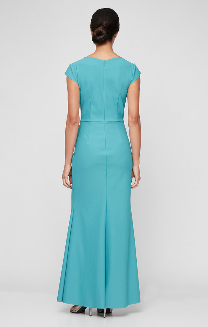 Alex Evenings 8134437 Long Slit Ruffle Formal Evening Dress