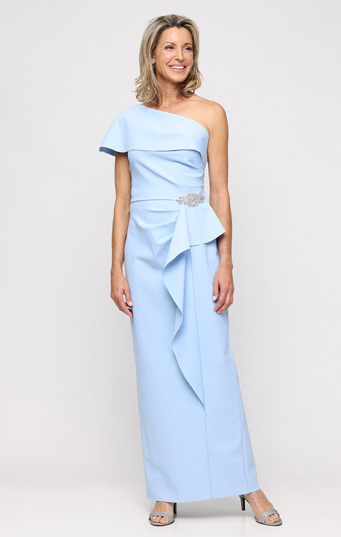 Alex Evenings One Shoulder Contour Dress with Foldover One-Shoulder Cuff Neckline HYDRANGEA / 12 Alex Evenings One Shoulder Contour Dress with Foldover One-Shoulder Cuff Neckline HYDRANGEA / 12
