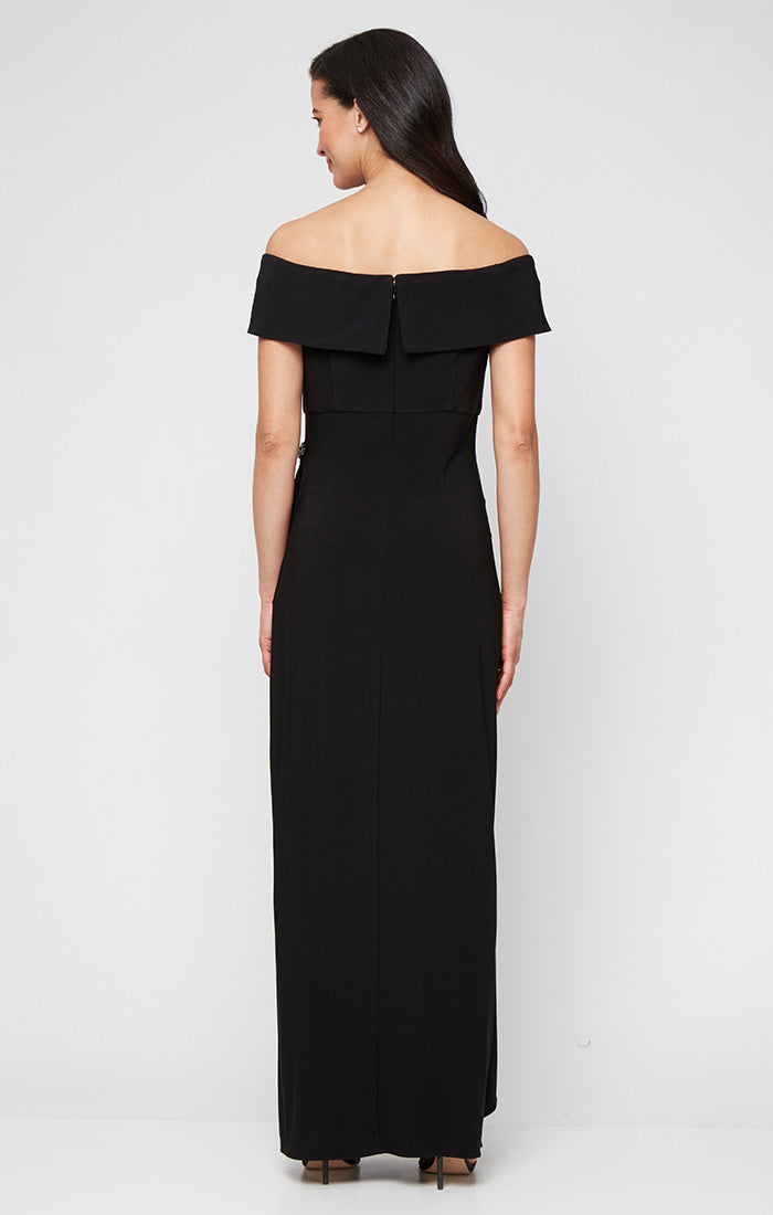 Formal Dresses Pleated Long Formal Ruffle Evening Dress Black