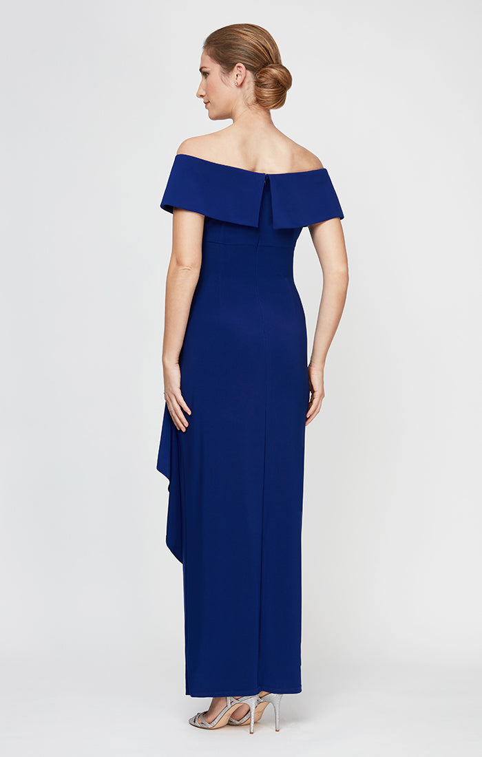 Formal Dresses Pleated Long Formal Ruffle Evening Dress Dark Royal