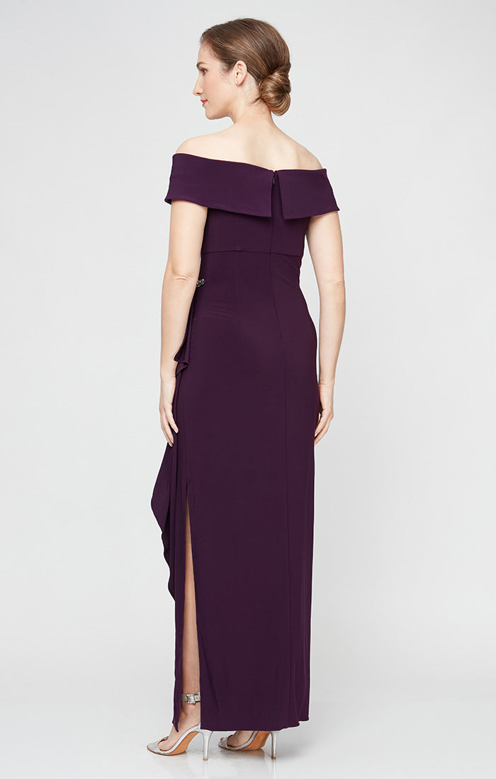 Alex Evenings 81351528 Pleated Long Formal Ruffle Evening Dress