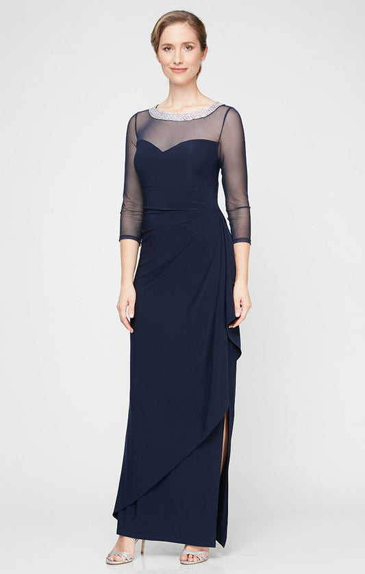 Mother of the Bride Dresses Long Mother of the Bride Formal Petite Evening Dress Navy