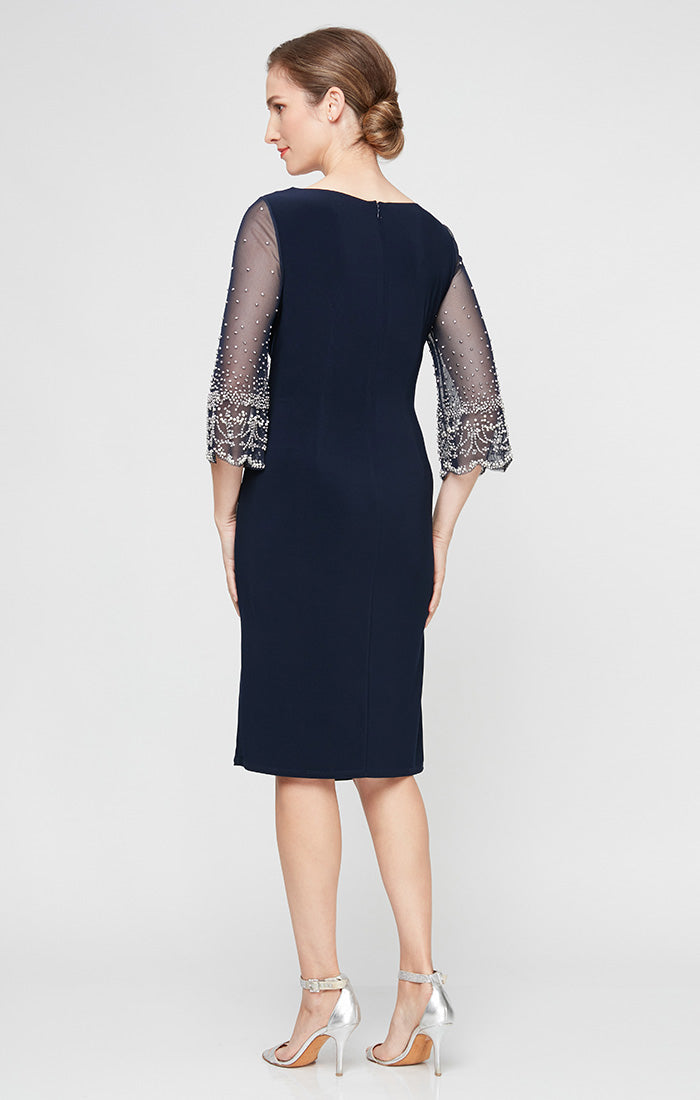 Cocktail Dresses Midi Beaded Short Cocktail Dress Dark Navy
