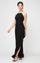 Formal Dresses Ruffle Long Formal Slit Evening Dress Black White