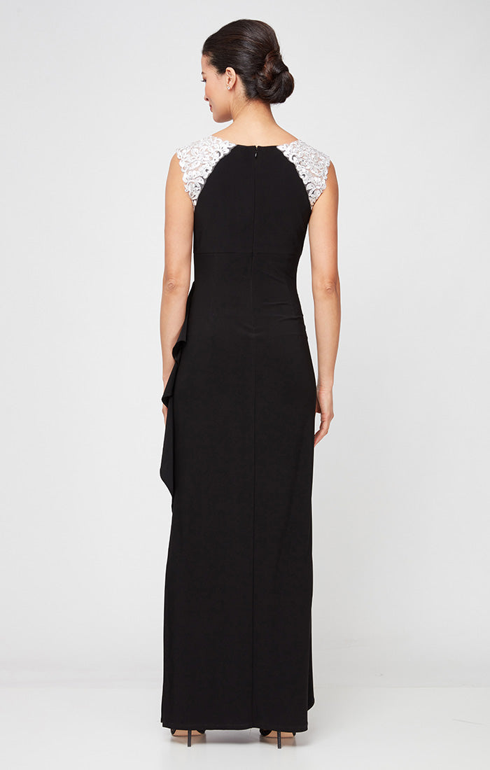 Alex Evenings 81351664 Ruffle Long Formal Slit Evening Dress