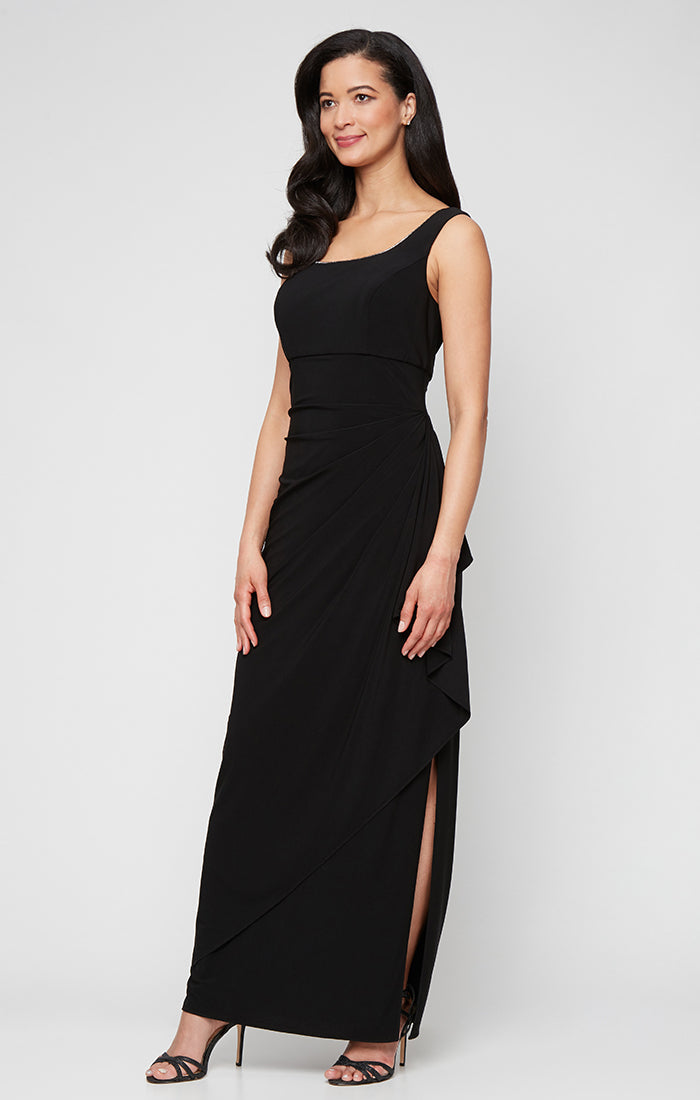 Alex Evenings 81351695 Crew/High-Neck Floor-Length Jersey Formal Fit & Flare