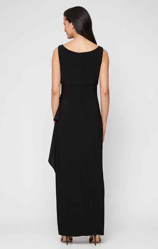 Black Square Neck Floor-Length Jersey Formal Jacket Dress Alex Evenings 82351695
