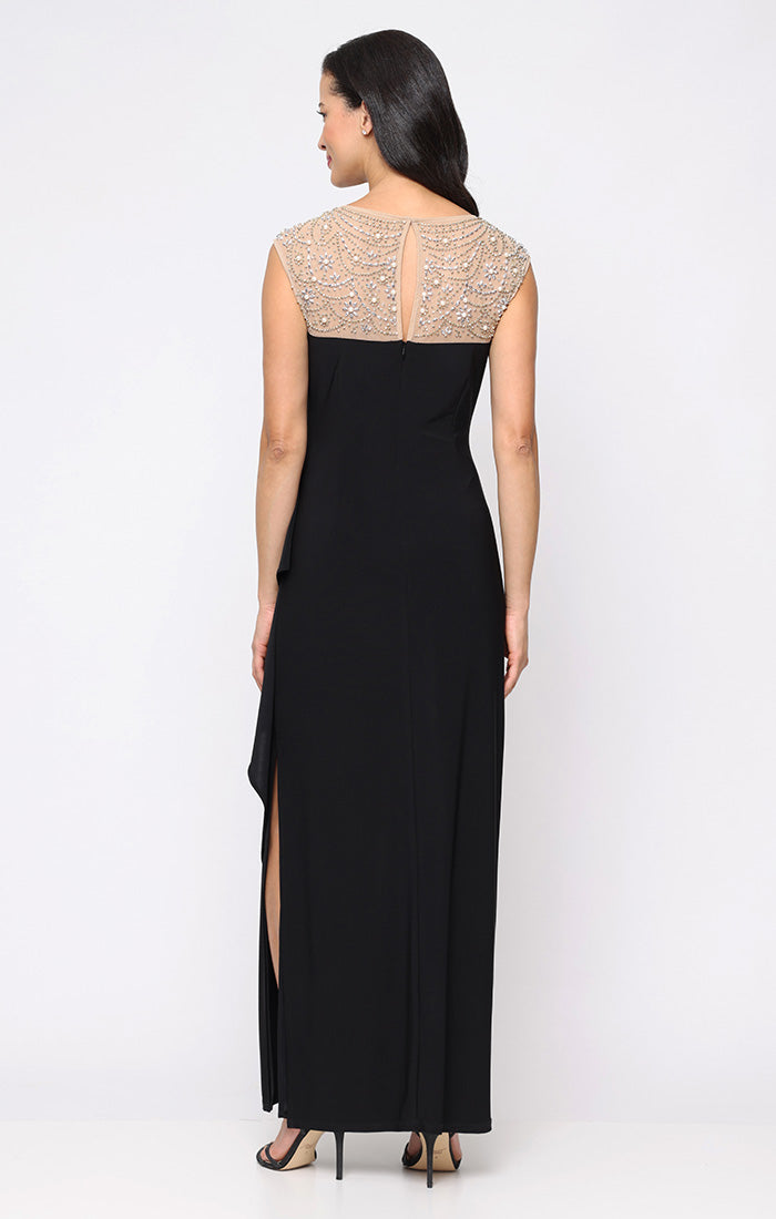 Formal Dresses Long Fitted Beaded Formal Dress Black Gold