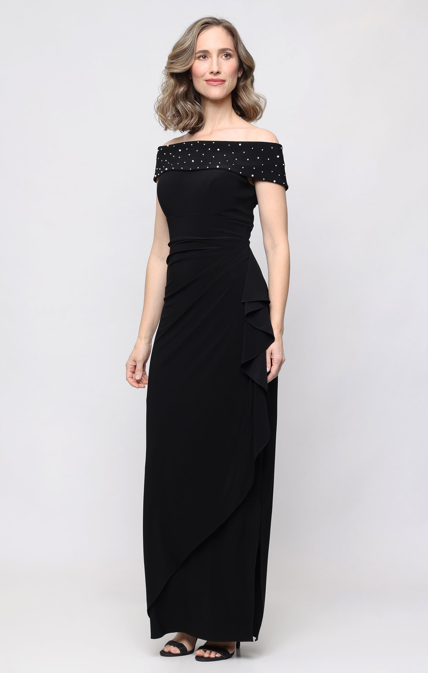 Off-the-Shoulder Floor-Length Jersey Formal Sheath/Column Alex Evenings 81351709