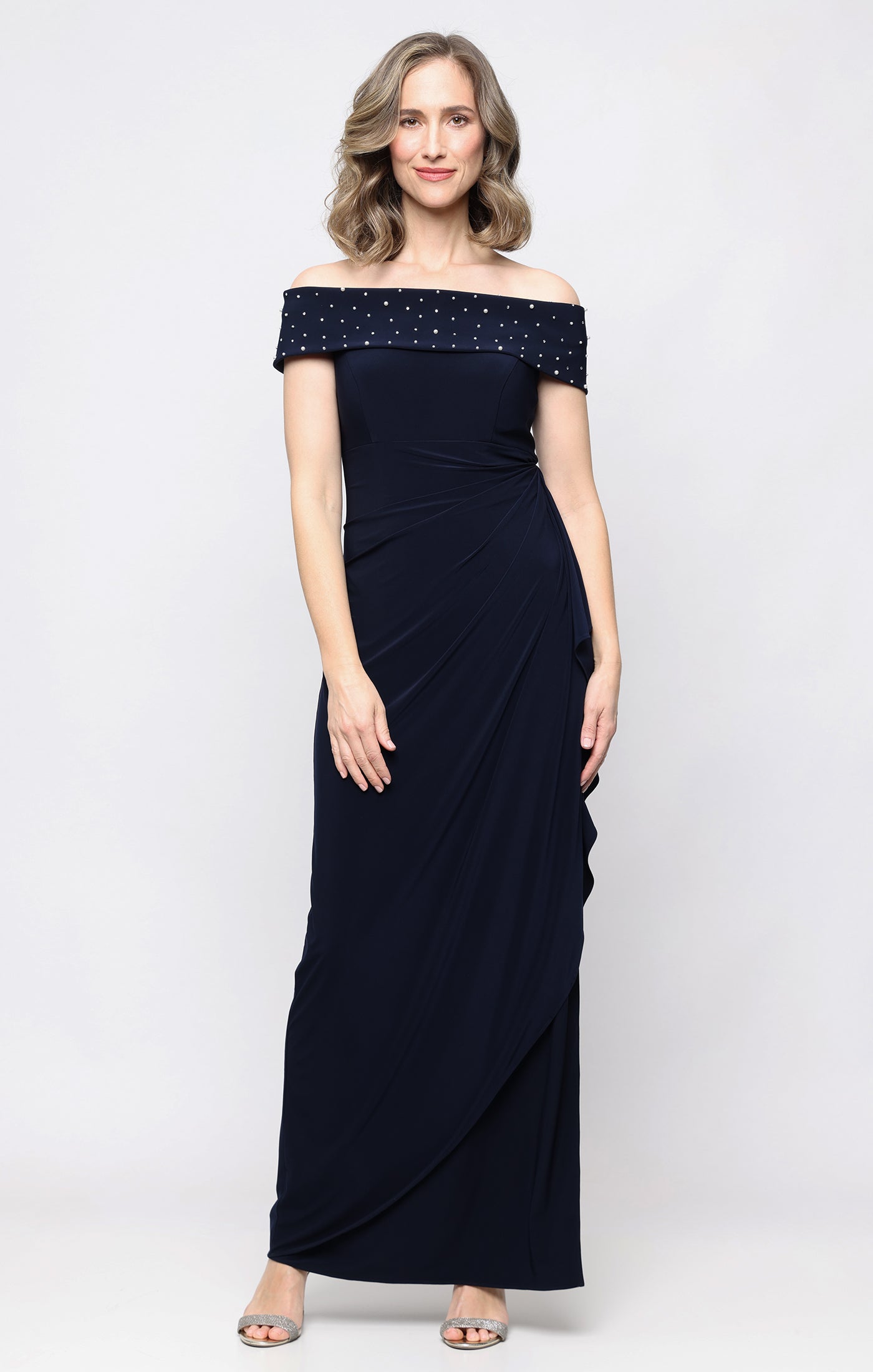 Off-the-Shoulder Floor-Length Jersey Formal Sheath/Column Alex Evenings 81351709