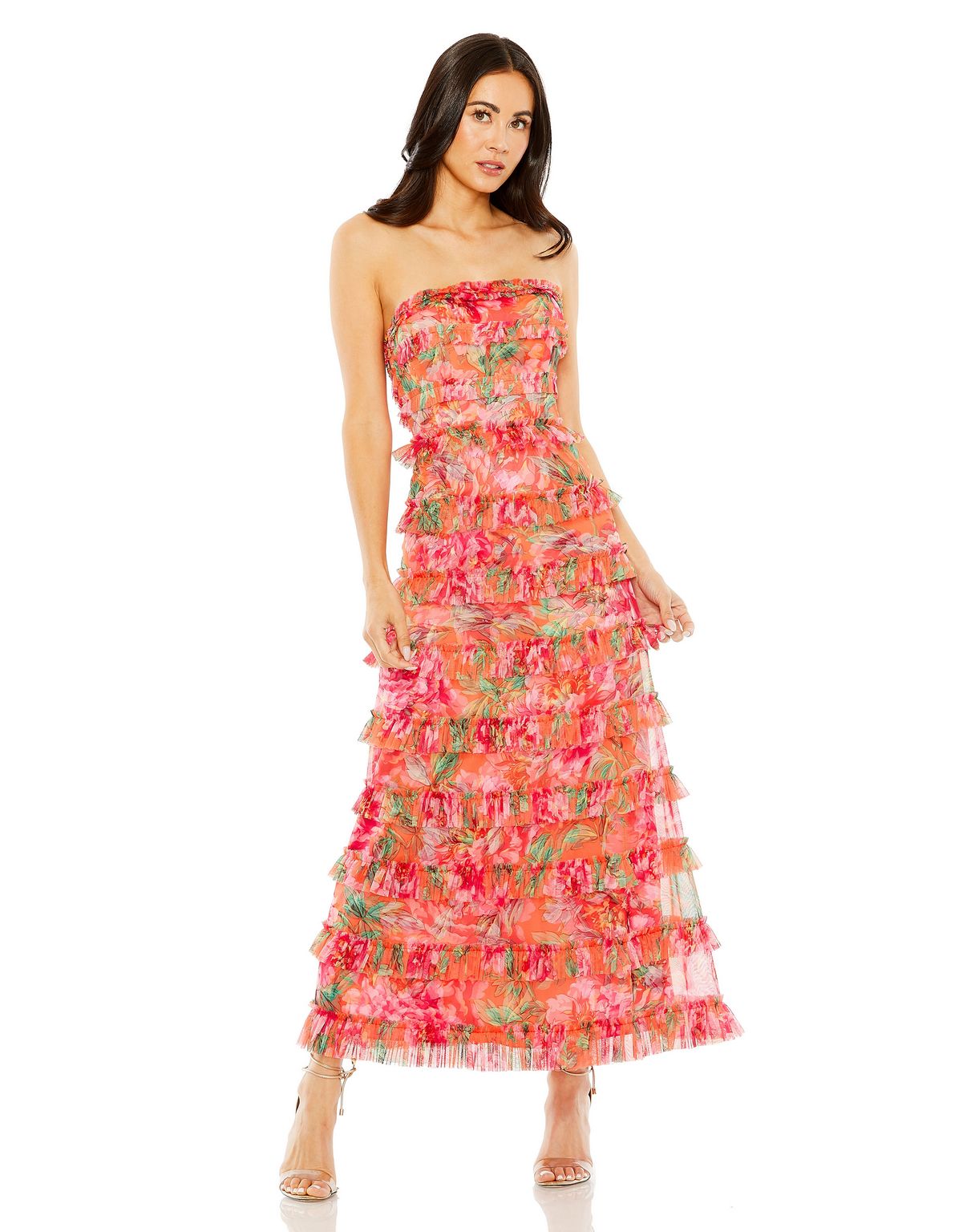 Mac Duggal 8137 Fitted Tea Length Layered Cocktail Dress