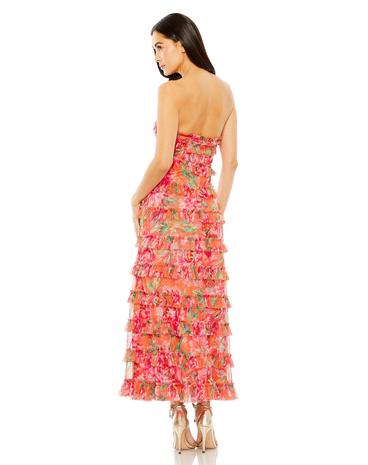 Mac Duggal 8137 Fitted Tea Length Layered Cocktail Dress