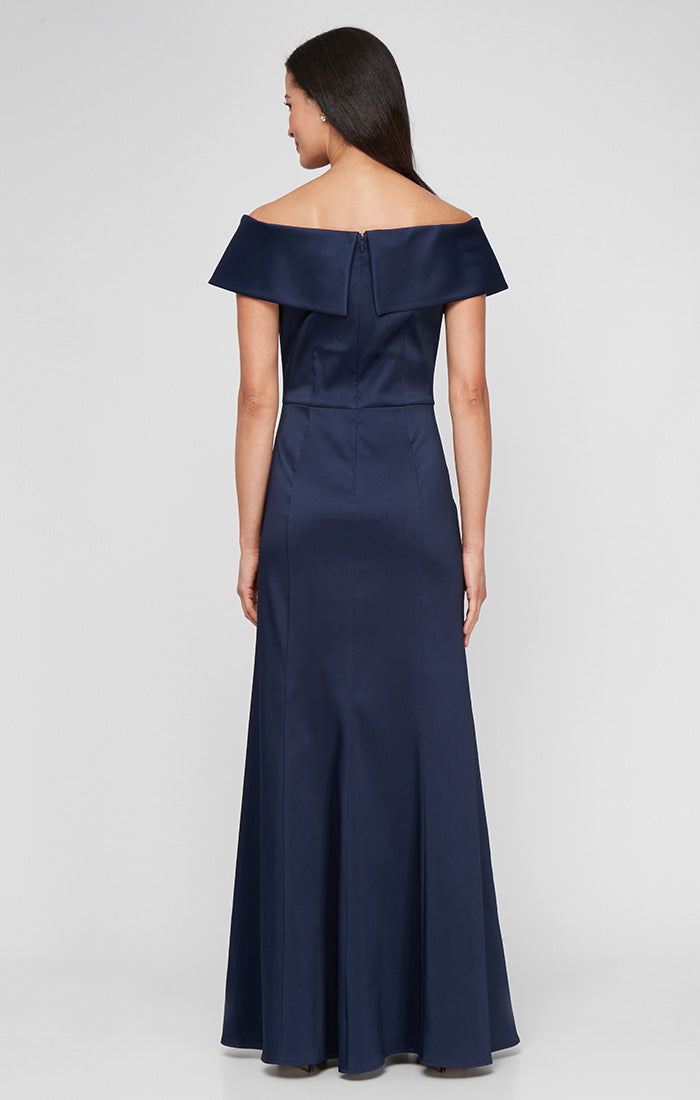 Formal Dresses Pleated Formal Long Evening Dress Navy