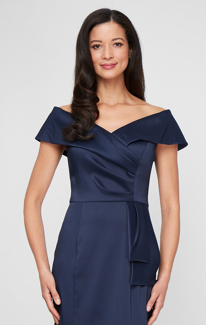 Formal Dresses Pleated Formal Long Evening Dress Navy
