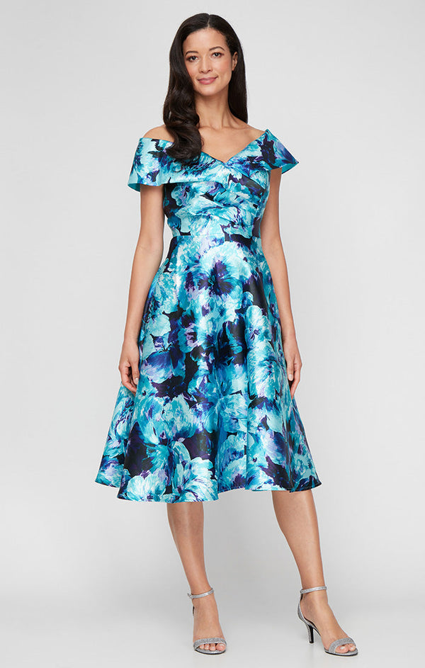 Alex Evenings 8139054 Short Printed Cocktail A Line Dress