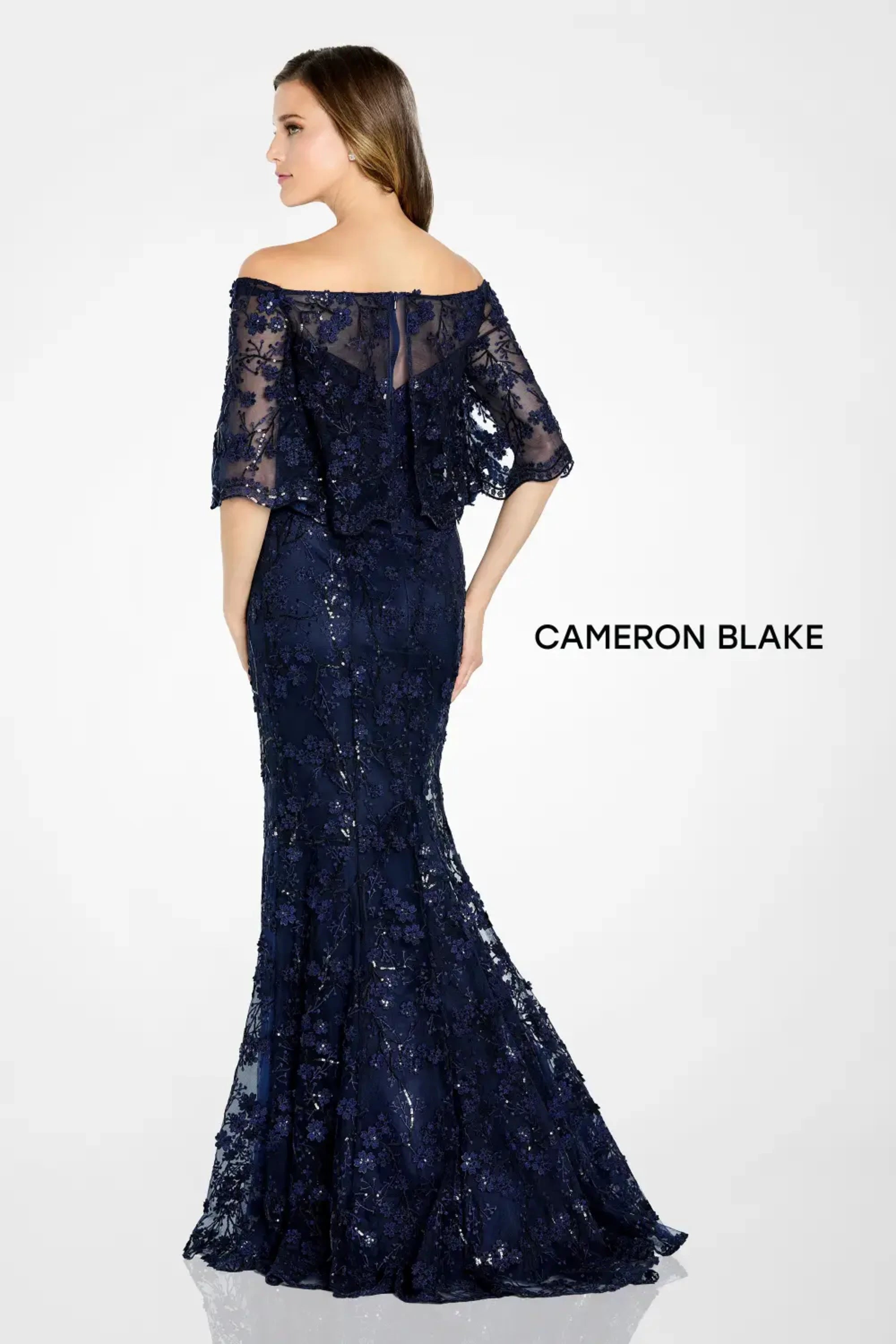 Formal Dresses Floral Long Lace Formal Evening Sequin Dress Navy Blue