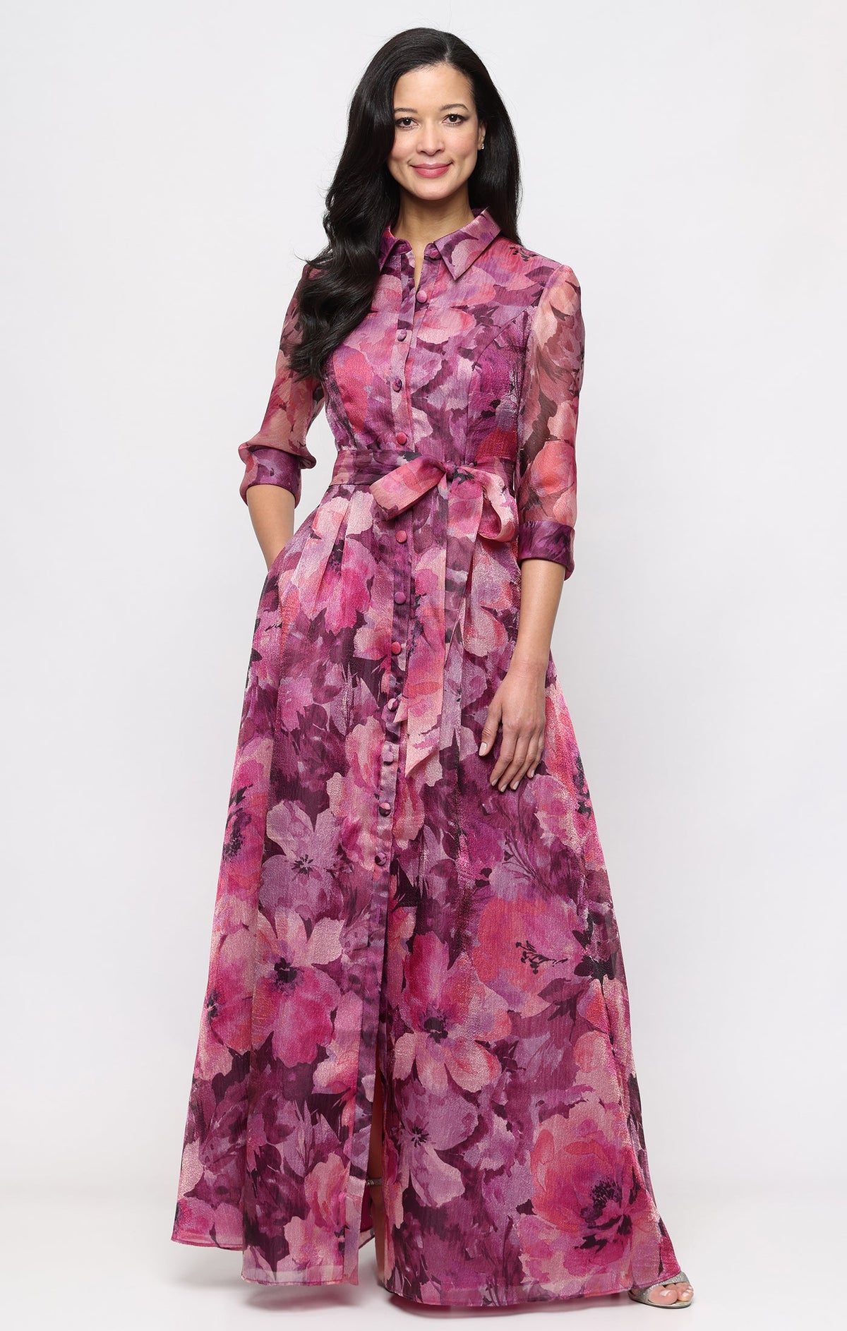 Crew Neck Floor-Length Organza Formal A-Line Gown Alex Evenings 8240321