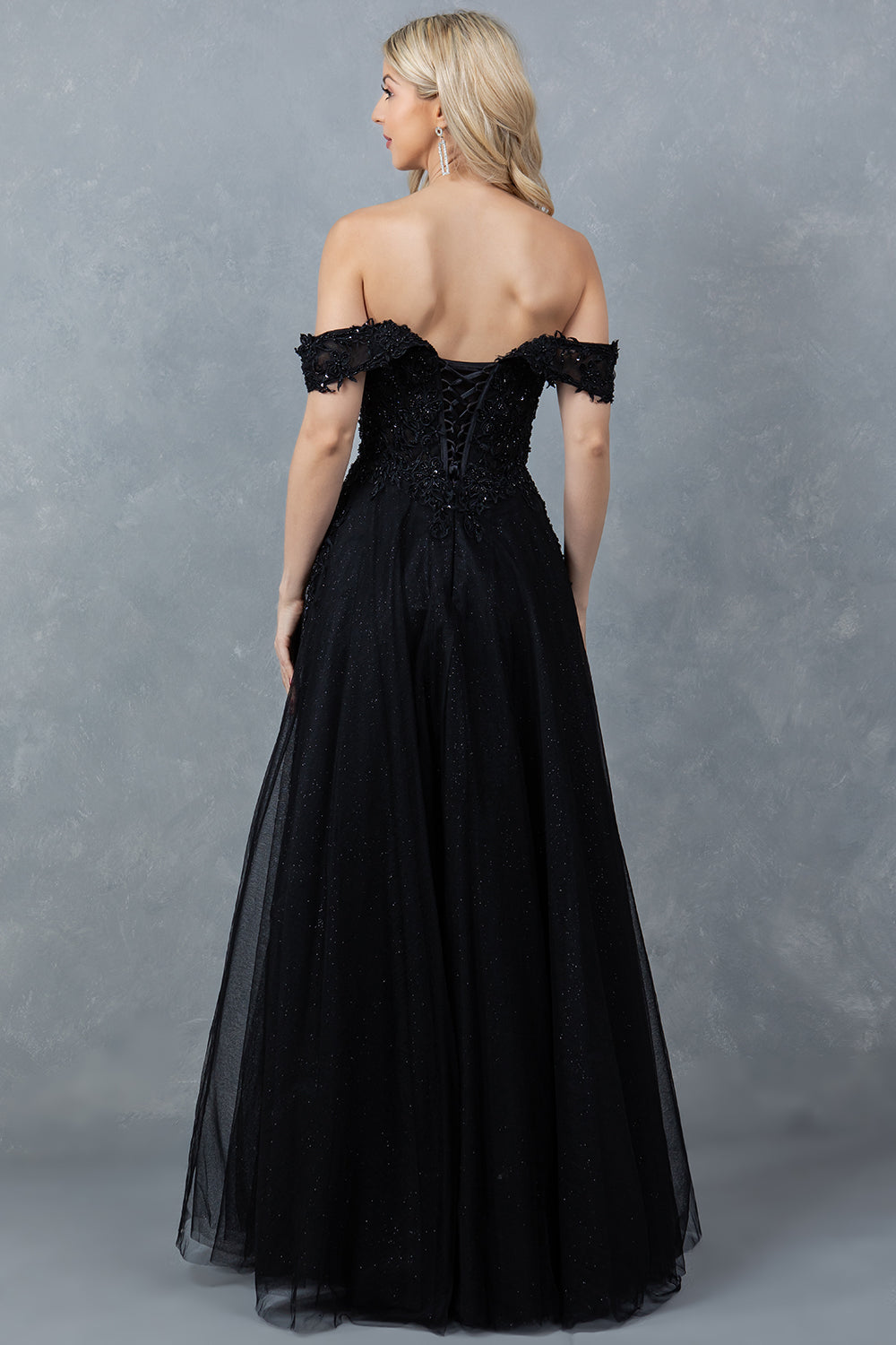 Cinderella Couture 8152J A Line Long Formal Prom Glitter Dress