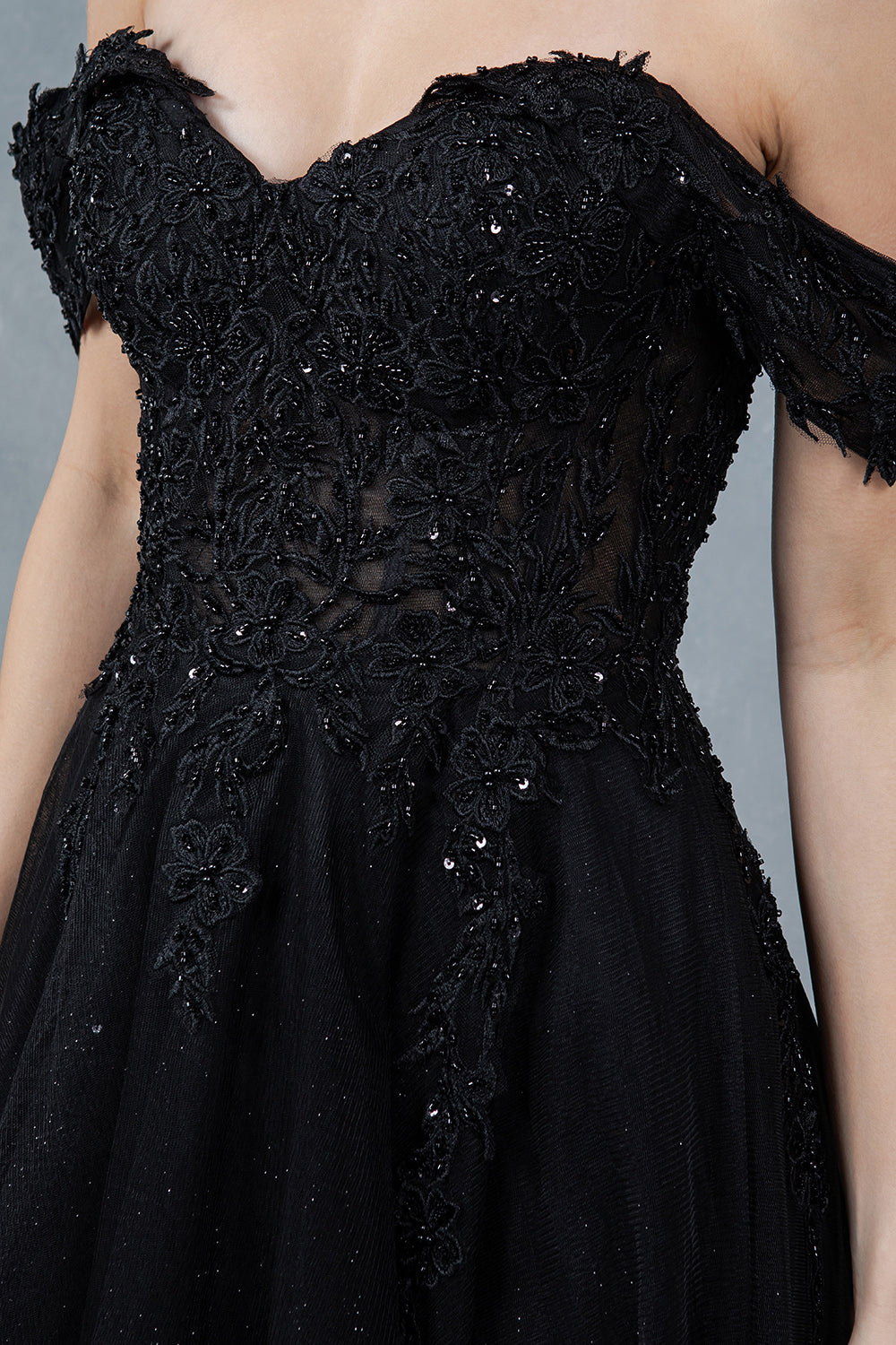 Cinderella Couture 8152J A Line Long Formal Prom Glitter Dress