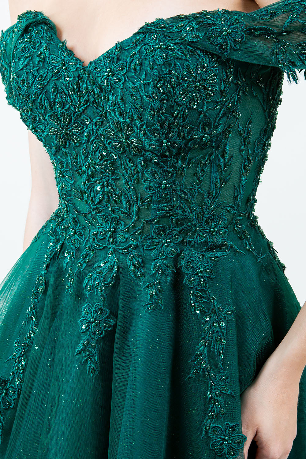 Cinderella Couture 8152J A Line Long Formal Prom Glitter Dress