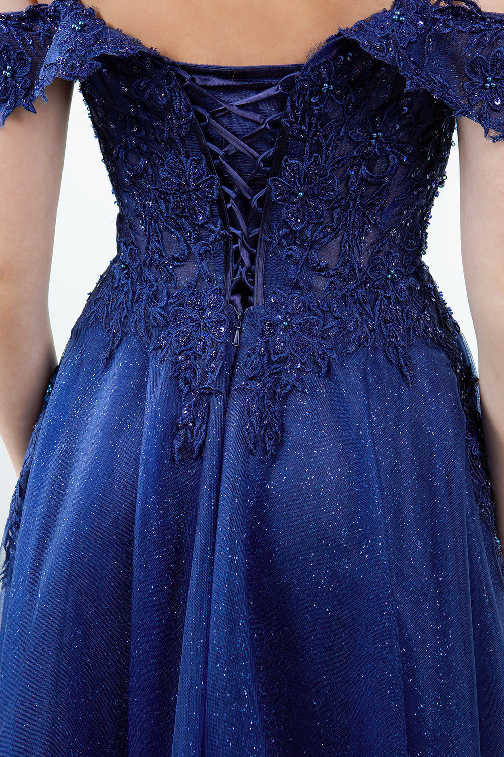 Cinderella Couture 8152J A Line Long Formal Prom Glitter Dress