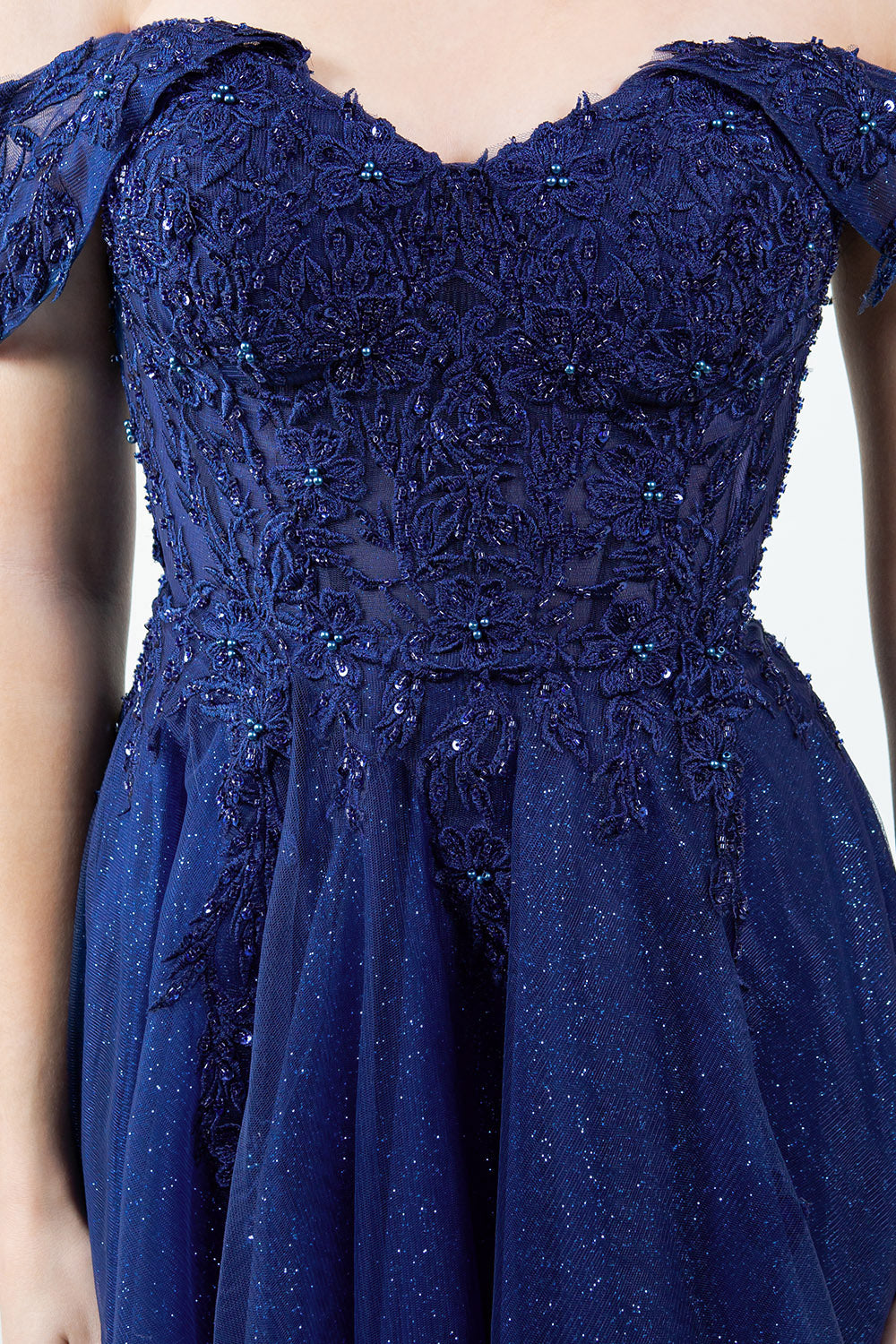 Cinderella Couture 8152J A Line Long Formal Prom Glitter Dress