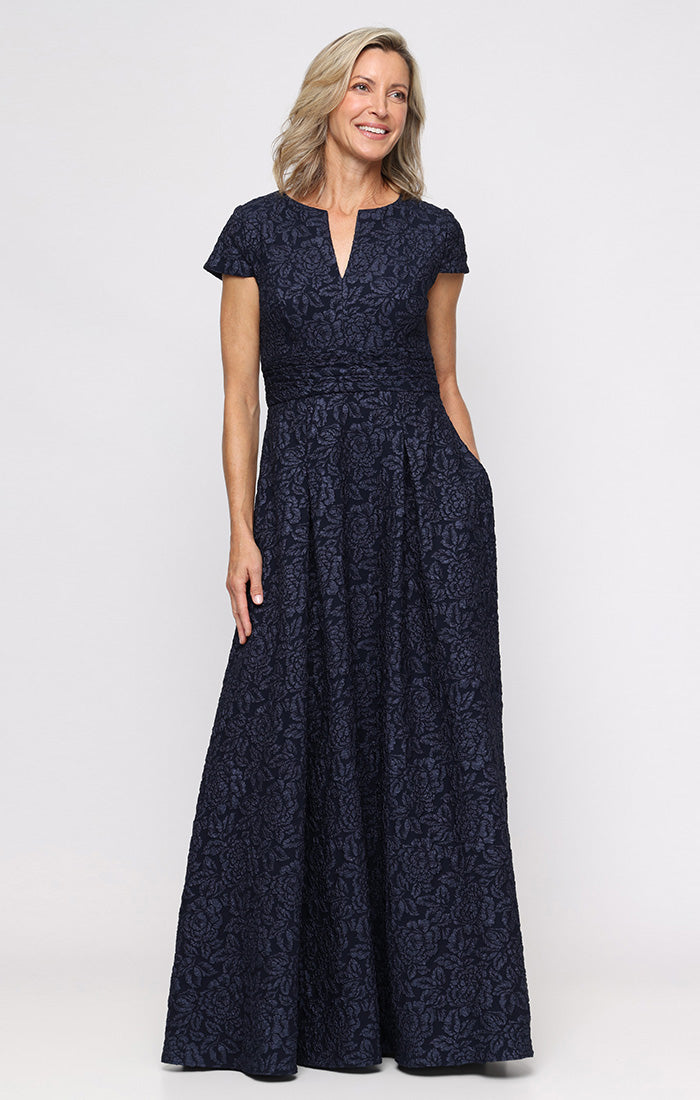 Mother of the Bride Dresses Long Formal Ball Gown Floral Mother of the Bride Dress Alex Evenings 8157047 Navy