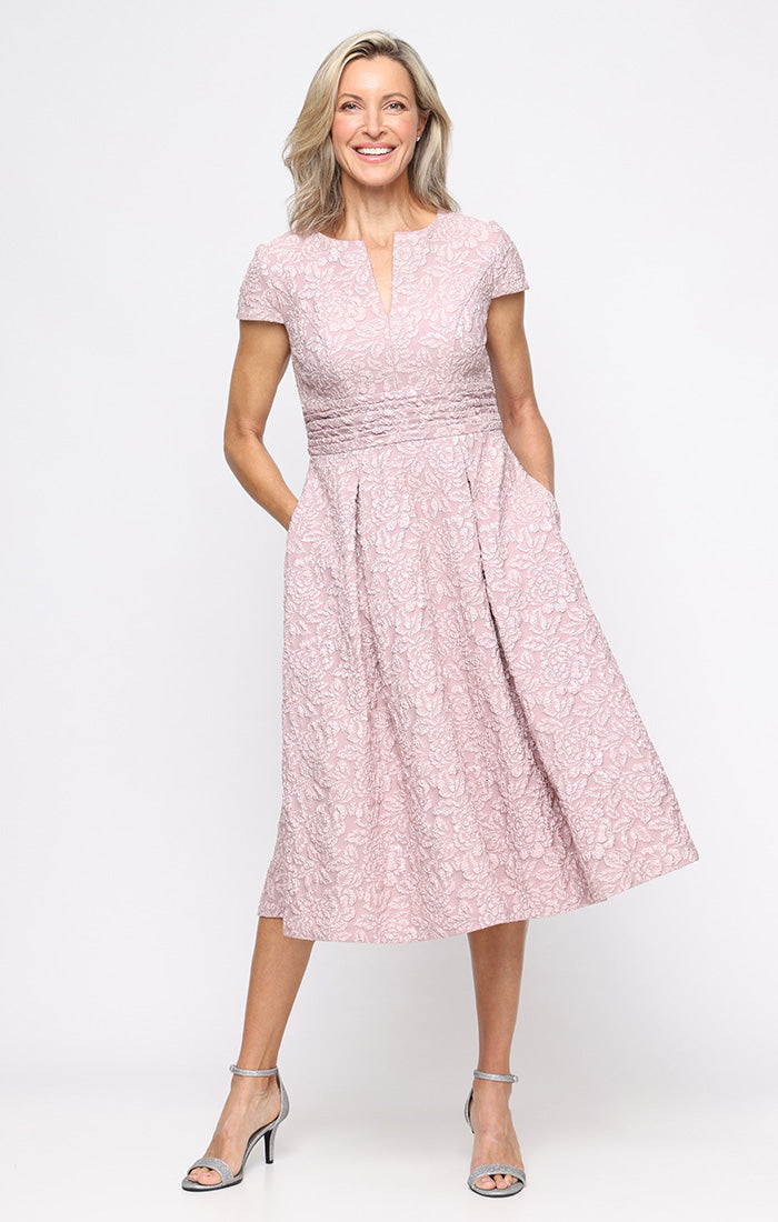 Cocktail Dresses Short Midi A Line Cocktail Dress Alex Evenings 8157050 Blush