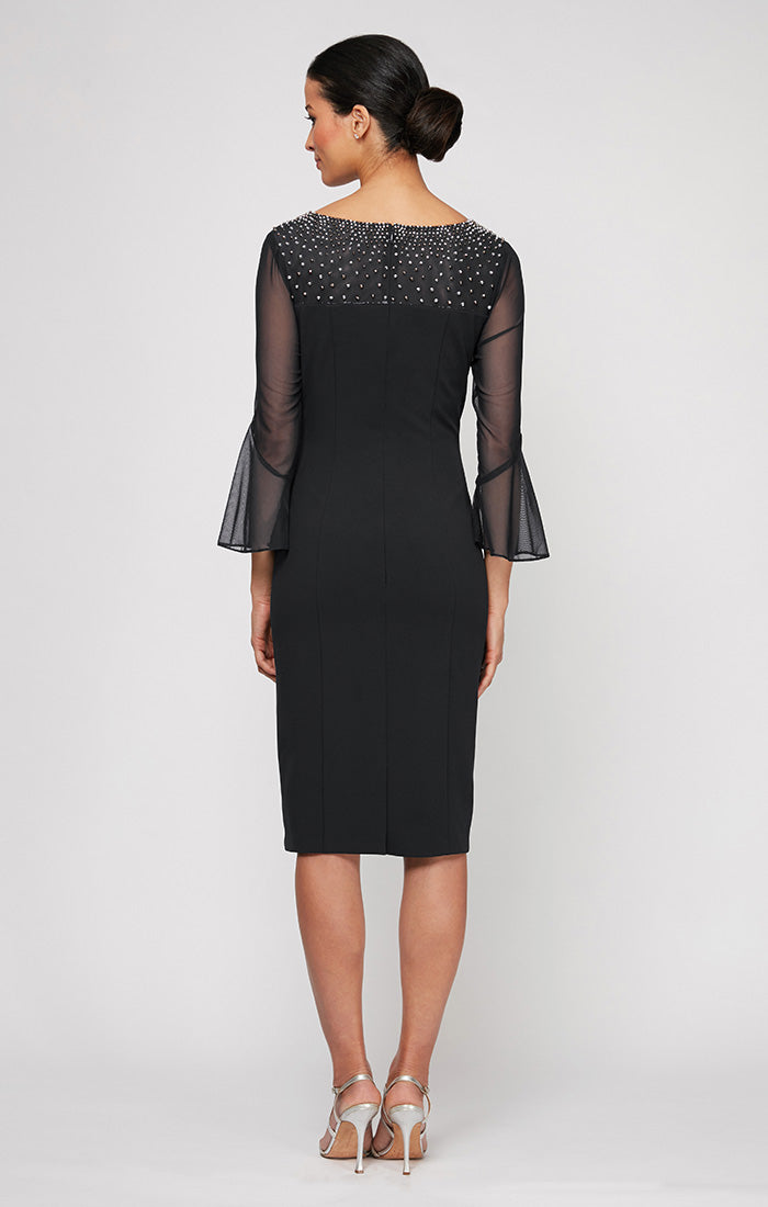 Mother of the Bride Dresses Short Cocktail Mother of the Bride Knee Length Dress Black