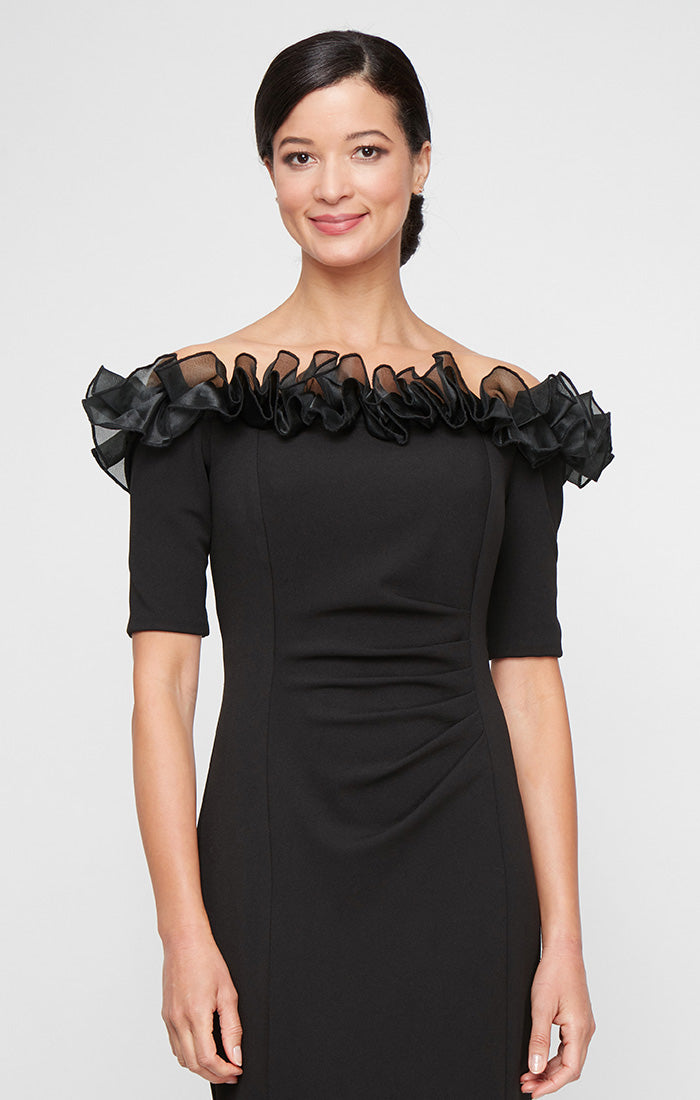 Formal Dresses Long Ruffle Formal A Line Evening Dress Black