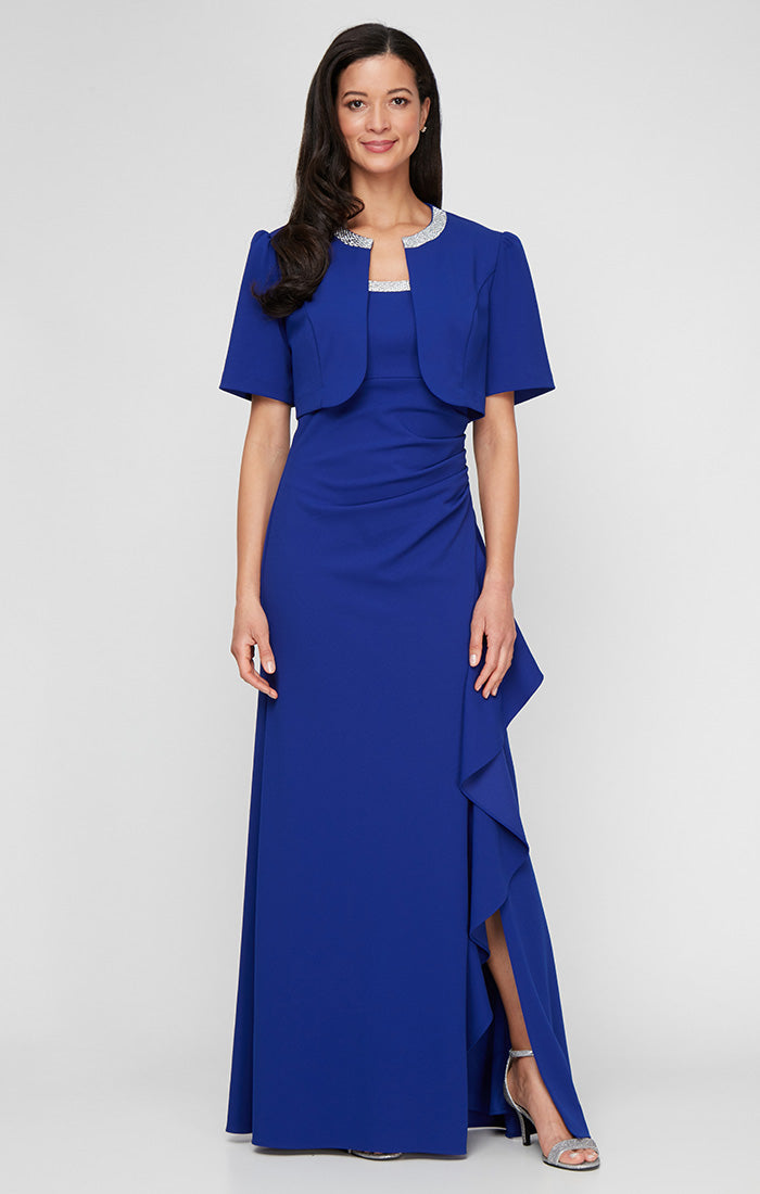 Alex Evenings 8160502 Long Ruffle Formal Bolero Jacket Dress The Dress Outlet Alex Evenings 8160502 Long Ruffle Formal Bolero Jacket Dress The Dress Outlet