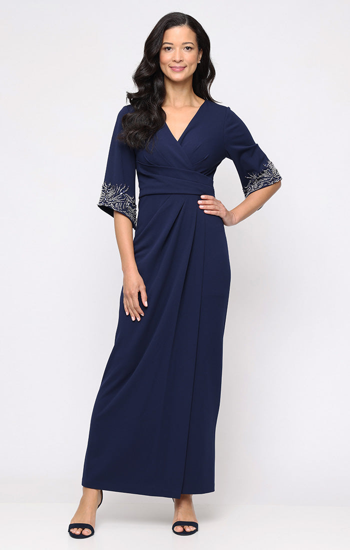 Mother of the Bride Dresses Pleated Long Mother of the Bride Formal Dress Navy