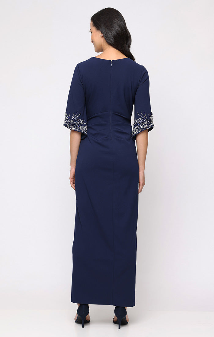 Mother of the Bride Dresses Pleated Long Mother of the Bride Formal Dress Navy