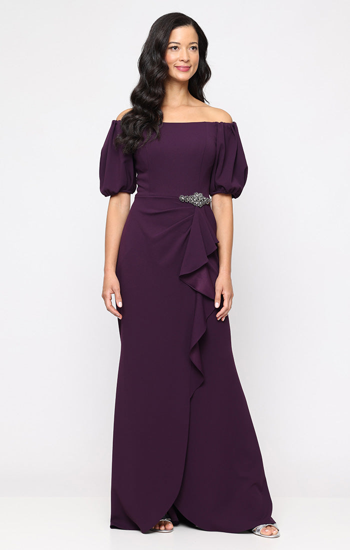 green emerald velvet dress Alex Evenings 8160532 Ruffle Long Formal Dress