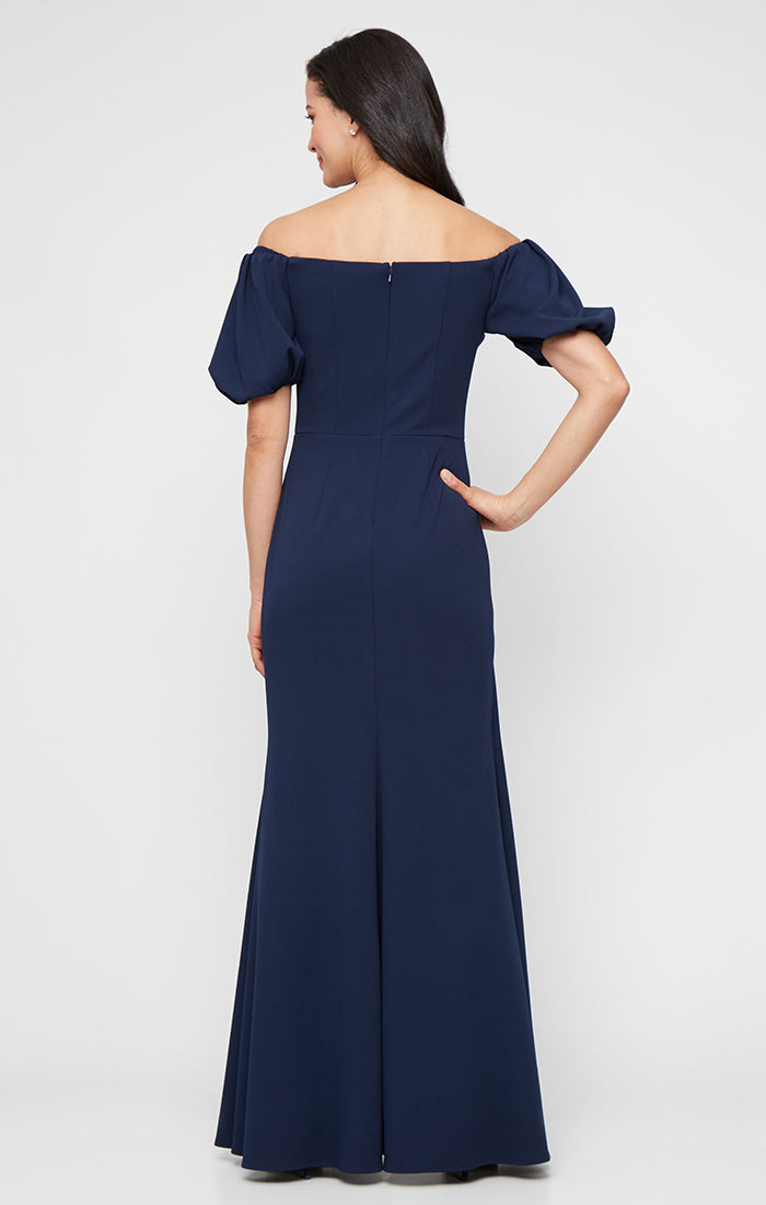 Alex Evenings Ruffled Off-The-Shoulder Gown, Women's, Size: 14, Blue Alex Evenings Ruffled Off-The-Shoulder Gown, Women's, Size: 14, Blue