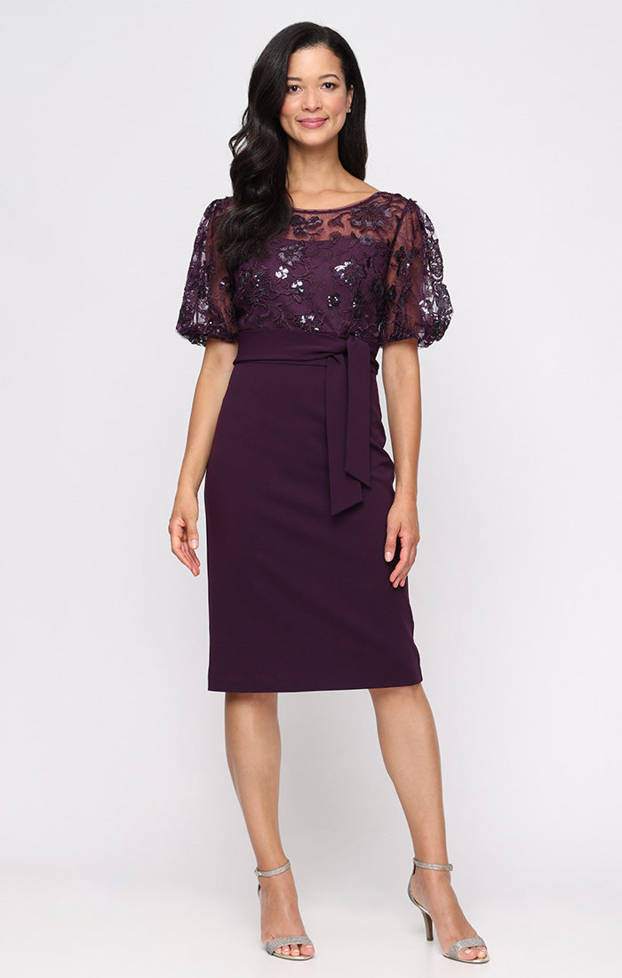 Mother of the Bride Dresses Evening Short Fitted Cocktail Dress Eggplant