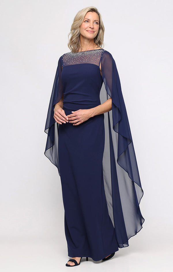 Long Formal Beaded Cape Mother of the Bride Dress Alex Evenings 8160591