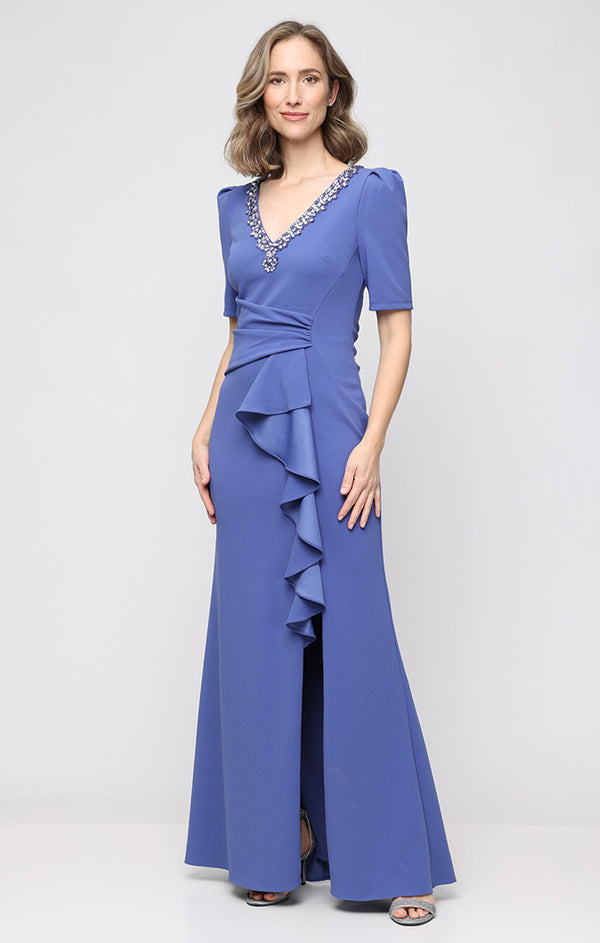 V-Neck Floor-Length Jersey Evening Sheath Alex Evenings 8160597