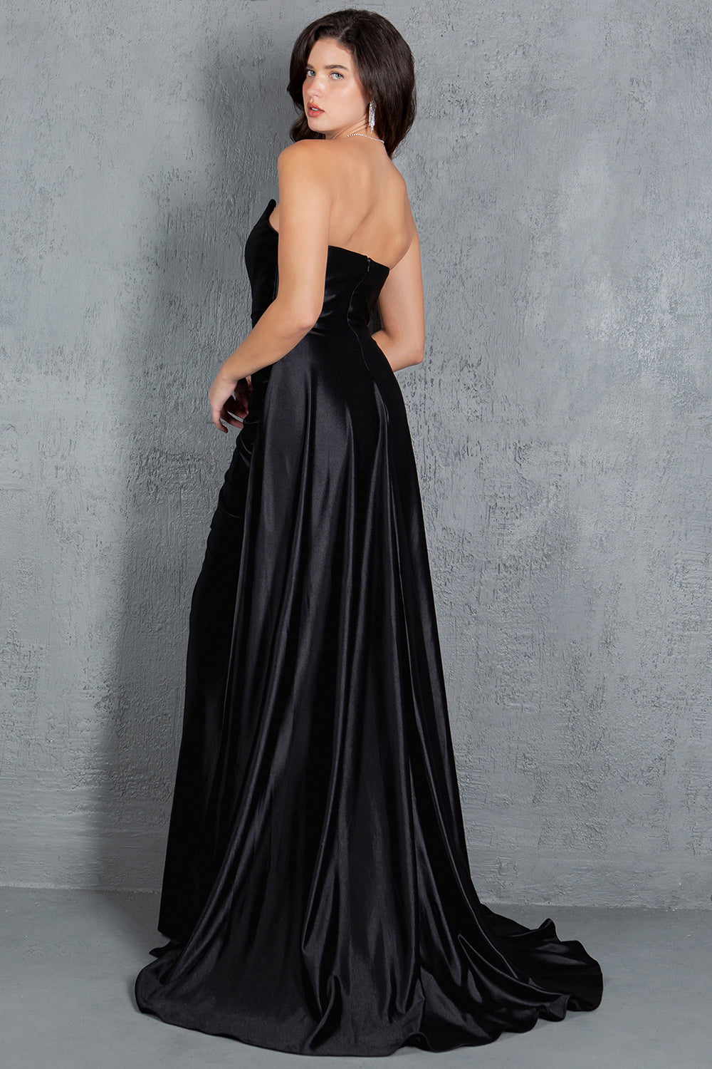 Cinderella Couture 8161J Long Slit Formal Prom Pleated Dress