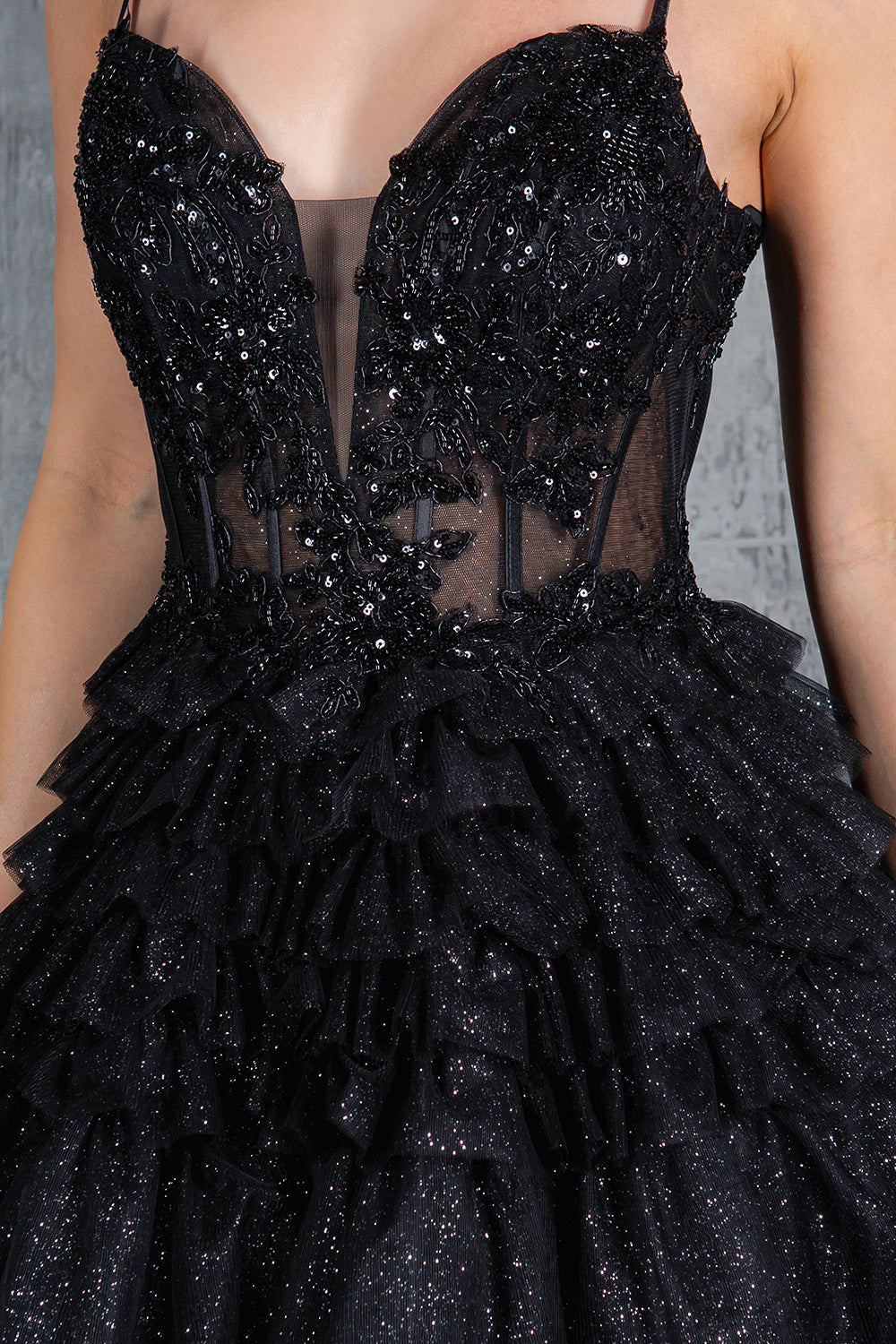 Cinderella Couture 8163J Prom Long Layered Ruffle Formal A Line Dress