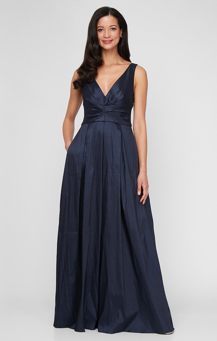 Alex Evenings 8166704 Pleated Long Formal Evening Dress