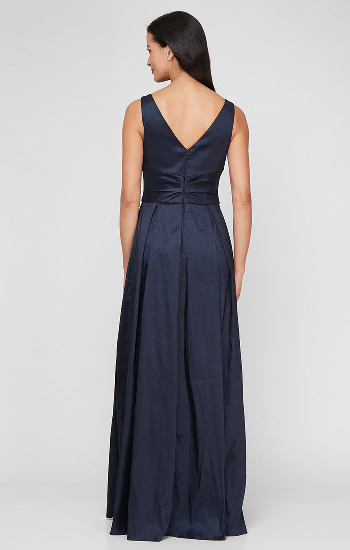 Alex Evenings Stretch Taffeta Sleeveless Gown with V-Neckline Dark Navy / 18 Alex Evenings Stretch Taffeta Sleeveless Gown with V-Neckline Dark Navy / 18