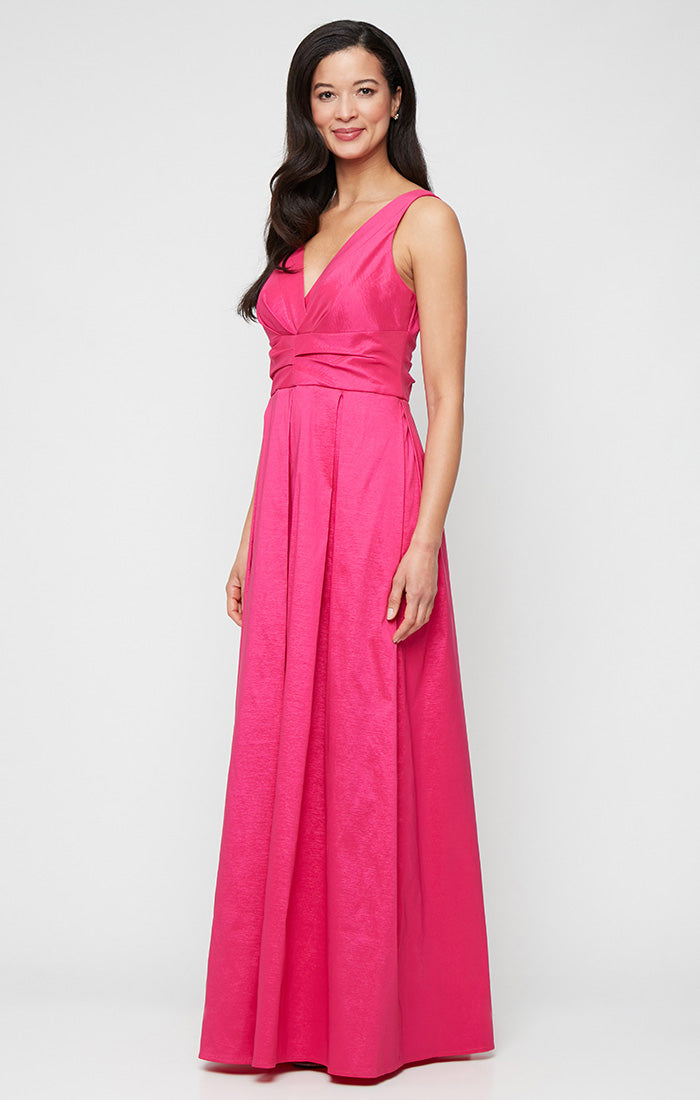 Alex Evenings Stretch Taffeta Sleeveless Gown with V-Neckline Dark Navy / 18 Alex Evenings Stretch Taffeta Sleeveless Gown with V-Neckline Dark Navy / 18